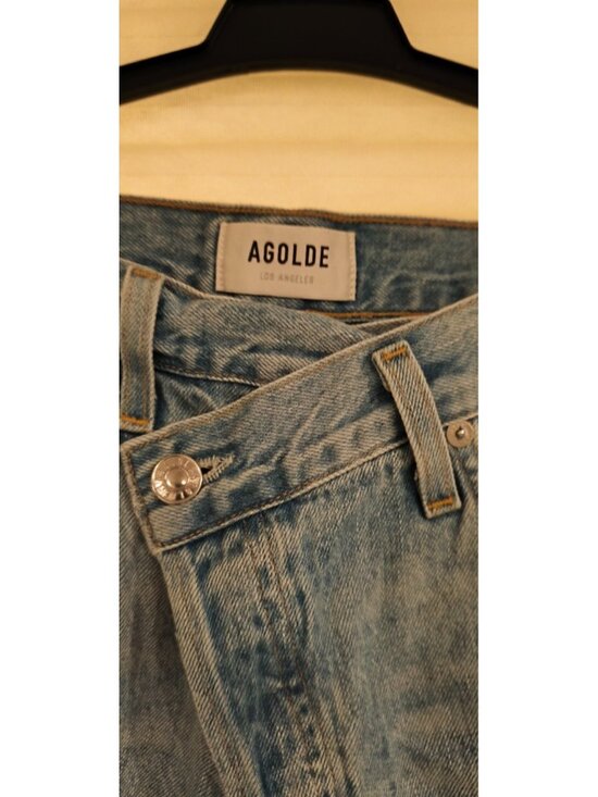 AGOLDE Arco Criss Cross Jeans Womens Size 23 Blue High Rise Straight Leg Denim - Picture 4 of 14